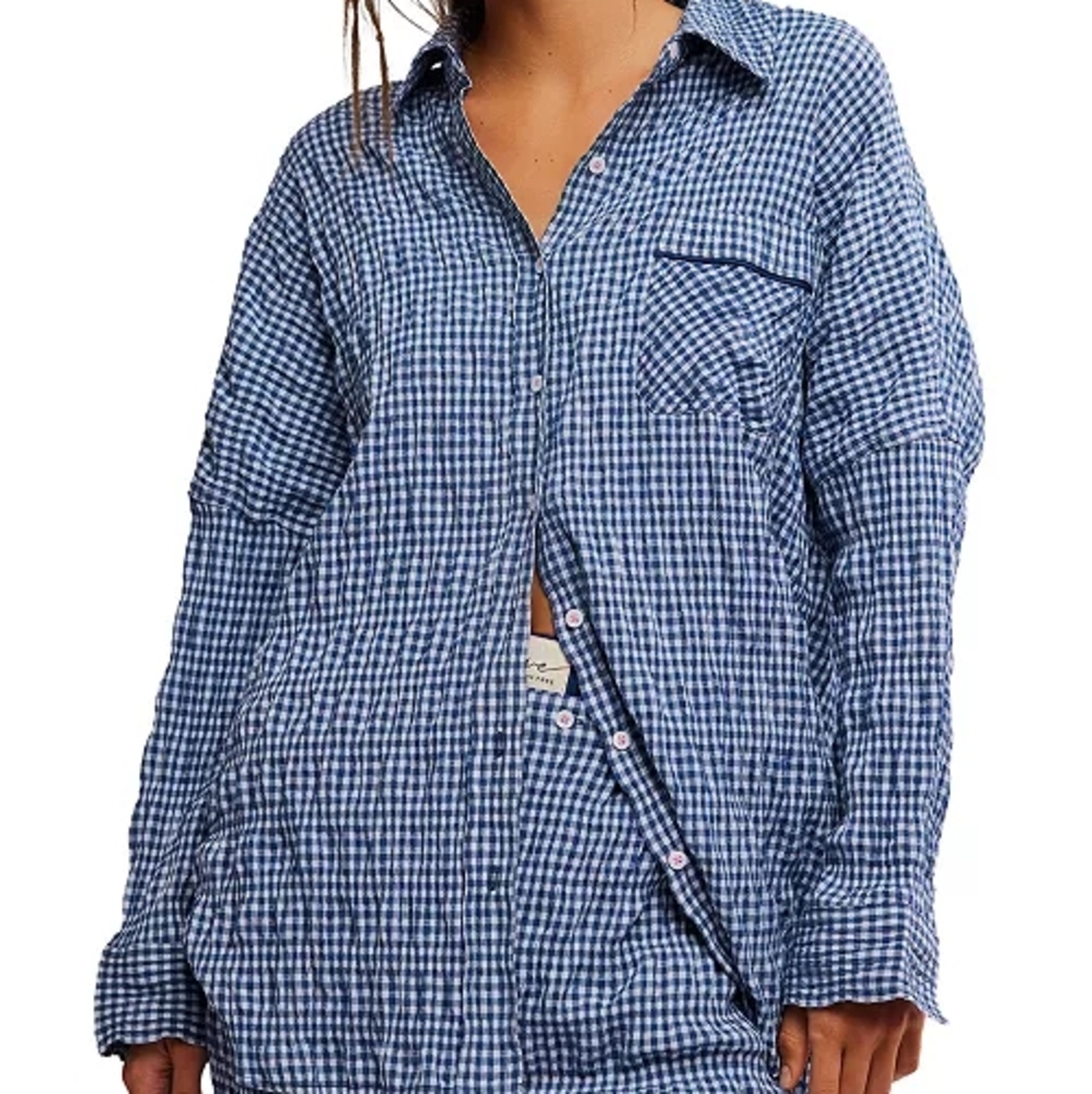 Free People Cloud Ten Sleep Shirt/Navy Combo